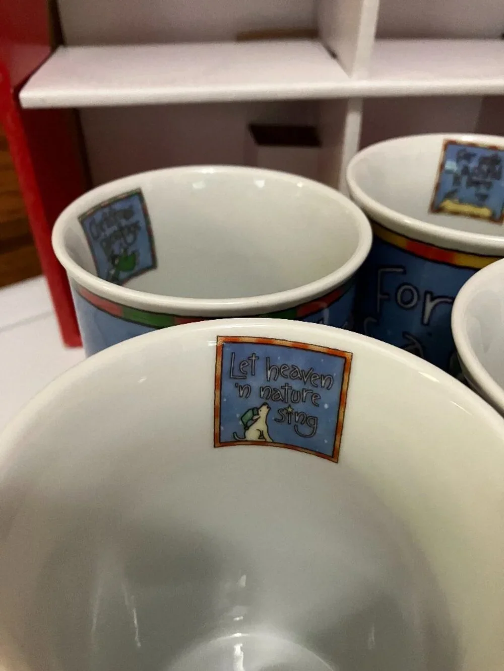 EIGHT Christmas Mugs Brand New in Box TWO boxes of 4 Cups